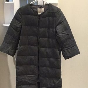 Moncler wool and goose down long coat zipper broken